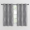 imageNICETOWN Blackout Short Curtains Panels for Bedroom Microfiber Noise Reducing Thermal Insulated Wave Line Foil Print Design Drapes for Office Classroom Stone Blue 2 Panels 52 x 54 Inch1  Silver Grey