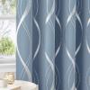 imageNICETOWN Blackout Short Curtains Panels for Bedroom Microfiber Noise Reducing Thermal Insulated Wave Line Foil Print Design Drapes for Office Classroom Stone Blue 2 Panels 52 x 54 Inch1  Vintage Blue