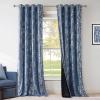 imageNICETOWN Blackout Short Curtains Panels for Bedroom Microfiber Noise Reducing Thermal Insulated Wave Line Foil Print Design Drapes for Office Classroom Stone Blue 2 Panels 52 x 54 InchBranch100 Blackout Stone Blue