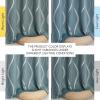 imageNICETOWN Blackout Short Curtains Panels for Bedroom Microfiber Noise Reducing Thermal Insulated Wave Line Foil Print Design Drapes for Office Classroom Stone Blue 2 Panels 52 x 54 Inch100 Blackout  Stormy Sea