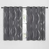 imageNICETOWN Blackout Short Curtains Panels for Bedroom Microfiber Noise Reducing Thermal Insulated Wave Line Foil Print Design Drapes for Office Classroom Stone Blue 2 Panels 52 x 54 Inch1  Grey