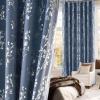 imageNICETOWN Blackout Short Curtains Panels for Bedroom Microfiber Noise Reducing Thermal Insulated Wave Line Foil Print Design Drapes for Office Classroom Stone Blue 2 Panels 52 x 54 InchBranch100 Blackout Stone Blue