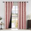 imageNICETOWN Blackout Short Curtains Panels for Bedroom Microfiber Noise Reducing Thermal Insulated Wave Line Foil Print Design Drapes for Office Classroom Stone Blue 2 Panels 52 x 54 Inch100 Blackout  Pink