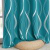 imageNICETOWN Blackout Short Curtains Panels for Bedroom Microfiber Noise Reducing Thermal Insulated Wave Line Foil Print Design Drapes for Office Classroom Stone Blue 2 Panels 52 x 54 Inch1  Peacock Teal
