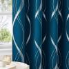 imageNICETOWN Blackout Short Curtains Panels for Bedroom Microfiber Noise Reducing Thermal Insulated Wave Line Foil Print Design Drapes for Office Classroom Stone Blue 2 Panels 52 x 54 Inch1  Moroccan Blue