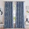 imageNICETOWN Blackout Short Curtains Panels for Bedroom Microfiber Noise Reducing Thermal Insulated Wave Line Foil Print Design Drapes for Office Classroom Stone Blue 2 Panels 52 x 54 Inch1  Stone Blue