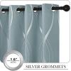imageNICETOWN Blackout Short Curtains Panels for Bedroom Microfiber Noise Reducing Thermal Insulated Wave Line Foil Print Design Drapes for Office Classroom Stone Blue 2 Panels 52 x 54 Inch1  Stormy Sea