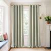 imageNICETOWN Blackout Short Curtains Panels for Bedroom Microfiber Noise Reducing Thermal Insulated Wave Line Foil Print Design Drapes for Office Classroom Stone Blue 2 Panels 52 x 54 InchGreen