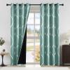 imageNICETOWN Blackout Short Curtains Panels for Bedroom Microfiber Noise Reducing Thermal Insulated Wave Line Foil Print Design Drapes for Office Classroom Stone Blue 2 Panels 52 x 54 Inch100 Blackout  Aqua Blue