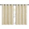 imageNICETOWN Blackout Short Curtains Panels for Bedroom Microfiber Noise Reducing Thermal Insulated Wave Line Foil Print Design Drapes for Office Classroom Stone Blue 2 Panels 52 x 54 Inch1  Biscotti Beige