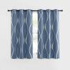 imageNICETOWN Blackout Short Curtains Panels for Bedroom Microfiber Noise Reducing Thermal Insulated Wave Line Foil Print Design Drapes for Office Classroom Stone Blue 2 Panels 52 x 54 Inch1  Stone Blue