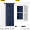 imageNICETOWN Blackout Short Curtains Panels for Bedroom Microfiber Noise Reducing Thermal Insulated Wave Line Foil Print Design Drapes for Office Classroom Stone Blue 2 Panels 52 x 54 Inch3  Navy