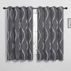 imageNICETOWN Blackout Short Curtains Panels for Bedroom Microfiber Noise Reducing Thermal Insulated Wave Line Foil Print Design Drapes for Office Classroom Stone Blue 2 Panels 52 x 54 Inch1  Grey