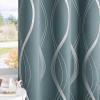 imageNICETOWN Blackout Short Curtains Panels for Bedroom Microfiber Noise Reducing Thermal Insulated Wave Line Foil Print Design Drapes for Office Classroom Stone Blue 2 Panels 52 x 54 Inch100 Blackout  Stormy Sea