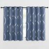 imageNICETOWN Blackout Short Curtains Panels for Bedroom Microfiber Noise Reducing Thermal Insulated Wave Line Foil Print Design Drapes for Office Classroom Stone Blue 2 Panels 52 x 54 Inch1  Stone Blue