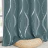 imageNICETOWN Blackout Short Curtains Panels for Bedroom Microfiber Noise Reducing Thermal Insulated Wave Line Foil Print Design Drapes for Office Classroom Stone Blue 2 Panels 52 x 54 Inch1  Greyish Blue