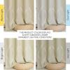 imageNICETOWN Blackout Short Curtains Panels for Bedroom Microfiber Noise Reducing Thermal Insulated Wave Line Foil Print Design Drapes for Office Classroom Stone Blue 2 Panels 52 x 54 Inch100 Blackout  Beige