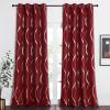 imageNICETOWN Blackout Short Curtains Panels for Bedroom Microfiber Noise Reducing Thermal Insulated Wave Line Foil Print Design Drapes for Office Classroom Stone Blue 2 Panels 52 x 54 Inch1  Burgundy Red