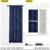 imageNICETOWN Blackout Short Curtains Panels for Bedroom Microfiber Noise Reducing Thermal Insulated Wave Line Foil Print Design Drapes for Office Classroom Stone Blue 2 Panels 52 x 54 Inch2  Navy