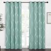 imageNICETOWN Blackout Short Curtains Panels for Bedroom Microfiber Noise Reducing Thermal Insulated Wave Line Foil Print Design Drapes for Office Classroom Stone Blue 2 Panels 52 x 54 Inch1  Aqua Blue