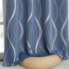imageNICETOWN Blackout Short Curtains Panels for Bedroom Microfiber Noise Reducing Thermal Insulated Wave Line Foil Print Design Drapes for Office Classroom Stone Blue 2 Panels 52 x 54 Inch1  Stone Blue