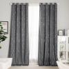 imageNICETOWN Blackout Short Curtains Panels for Bedroom Microfiber Noise Reducing Thermal Insulated Wave Line Foil Print Design Drapes for Office Classroom Stone Blue 2 Panels 52 x 54 Inch2  Grey