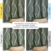 imageNICETOWN Blackout Short Curtains Panels for Bedroom Microfiber Noise Reducing Thermal Insulated Wave Line Foil Print Design Drapes for Office Classroom Stone Blue 2 Panels 52 x 54 Inch100 Blackout  Greyish Green