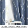 imageNICETOWN Blackout Short Curtains Panels for Bedroom Microfiber Noise Reducing Thermal Insulated Wave Line Foil Print Design Drapes for Office Classroom Stone Blue 2 Panels 52 x 54 Inch1  Stone Blue