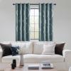 imageNICETOWN Blackout Short Curtains Panels for Bedroom Microfiber Noise Reducing Thermal Insulated Wave Line Foil Print Design Drapes for Office Classroom Stone Blue 2 Panels 52 x 54 Inch100 Blackout  Stormy Sea