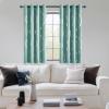imageNICETOWN Blackout Short Curtains Panels for Bedroom Microfiber Noise Reducing Thermal Insulated Wave Line Foil Print Design Drapes for Office Classroom Stone Blue 2 Panels 52 x 54 Inch100 Blackout  Aqua Blue