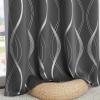 imageNICETOWN Blackout Short Curtains Panels for Bedroom Microfiber Noise Reducing Thermal Insulated Wave Line Foil Print Design Drapes for Office Classroom Stone Blue 2 Panels 52 x 54 Inch100 Blackout  Grey