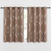 imageNICETOWN Blackout Short Curtains Panels for Bedroom Microfiber Noise Reducing Thermal Insulated Wave Line Foil Print Design Drapes for Office Classroom Stone Blue 2 Panels 52 x 54 Inch1  Cappuccino