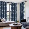imageNICETOWN Blackout Short Curtains Panels for Bedroom Microfiber Noise Reducing Thermal Insulated Wave Line Foil Print Design Drapes for Office Classroom Stone Blue 2 Panels 52 x 54 Inch100 Blackout  Stone Blue