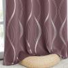 imageNICETOWN Blackout Short Curtains Panels for Bedroom Microfiber Noise Reducing Thermal Insulated Wave Line Foil Print Design Drapes for Office Classroom Stone Blue 2 Panels 52 x 54 Inch1  Dry Rose