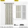 imageNICETOWN Blackout Short Curtains Panels for Bedroom Microfiber Noise Reducing Thermal Insulated Wave Line Foil Print Design Drapes for Office Classroom Stone Blue 2 Panels 52 x 54 Inch1natural
