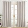 imageNICETOWN Brich Vintage Open Linen Weave Flax Thermal Curtains 100 Blackout Curtains 84 Long for Dining Room Soundproof Window Treatment Drapes for Dining Room 62 Wide Per Panel Set of 2