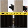 imageNICETOWN Burlap Vintage Open Linen Weave Flax Thermal Curtains 100 Blackout Curtains 120 Long for Dining Room Soundproof Window Treatment Drapes for Hall Room 52 Wide Per Panel Set of 2