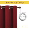 imageNICETOWN Christmas Bedroom Curtains Blackout Draperies Home Decorations Thermal Insulated Solid Grommet Top Blackout Drapes for Living Room 1 Pair 42 x 54Inch Red