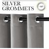 imageNICETOWN Chrome Gray Bedroom Curtains 63 inch Length 2 Panels Grommet Window Treatment Thermal Insulated Solid Faux Silk Room Darkening Drapes for Kids Room W52 x L63