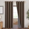 imageNICETOWN Coffee Vintage Linen 100 Blackout Curtains for Living Room Thermal Insulated Curtains 90 Long Noise Reducing Window Treatment Drapes for Home Cinema 52 Wide Per Panel Set of 2