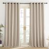 imageNICETOWN Cream 100 Blackout Linen Curtains 95 inch Long Burg for Living Room 1 Pair 62 Width Each Panel Farmhouse Thick Completely Blackout Window Treatment Thermal Insulated Drapes