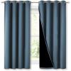 imageNICETOWN Extra Long Truly Blackout Drapes for Hall and Villa 46 Width Each Panel 45 Length Smoky Blue 2 Pieces 100 Blackout Window Curtain Panels with Black Lined for Night Shift Worker