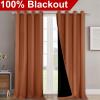 imageNICETOWN Full Shading Curtains for Windows Super HeavyDuty Black Lined Blackout Curtains for Bedroom Privacy Assured Window Treatment Burnt Orange Pack of 2 52 inches W x 95 inches L