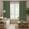 imageNICETOWN Linen Curtains 96 Inch Length for Living Room 2 Panels Farmhouse Light Filtering White Semi Sheer Curtain Soft Grommet Linen Textured Privacy Window Drapes for Bedroom 52 W x 96 LOlive Green