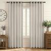 imageNICETOWN Linen Curtains 96 Inch Length for Living Room 2 Panels Farmhouse Light Filtering White Semi Sheer Curtain Soft Grommet Linen Textured Privacy Window Drapes for Bedroom 52 W x 96 LNatural