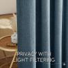 imageNICETOWN Linen Curtains 96 Inch Length for Living Room 2 Panels Farmhouse Light Filtering White Semi Sheer Curtain Soft Grommet Linen Textured Privacy Window Drapes for Bedroom 52 W x 96 LStone Blue