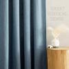 imageNICETOWN Linen Curtains 96 Inch Length for Living Room 2 Panels Farmhouse Light Filtering White Semi Sheer Curtain Soft Grommet Linen Textured Privacy Window Drapes for Bedroom 52 W x 96 LStone Blue