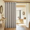 imageNICETOWN Linen Sliding Glass Door Curtain 100 Blackout W100 x L84 in Room Divider Curtain for Bedroom Under Stair Faux Linen Thermal Insulated Privacy Drape for Villa Wide Window Taupe 1 PanelNatural
