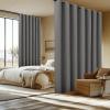 imageNICETOWN Linen Sliding Glass Door Curtain 100 Blackout W100 x L84 in Room Divider Curtain for Bedroom Under Stair Faux Linen Thermal Insulated Privacy Drape for Villa Wide Window Taupe 1 PanelGrey