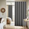 imageNICETOWN Linen Sliding Glass Door Curtain 100 Blackout W100 x L84 in Room Divider Curtain for Bedroom Under Stair Faux Linen Thermal Insulated Privacy Drape for Villa Wide Window Taupe 1 PanelGrey